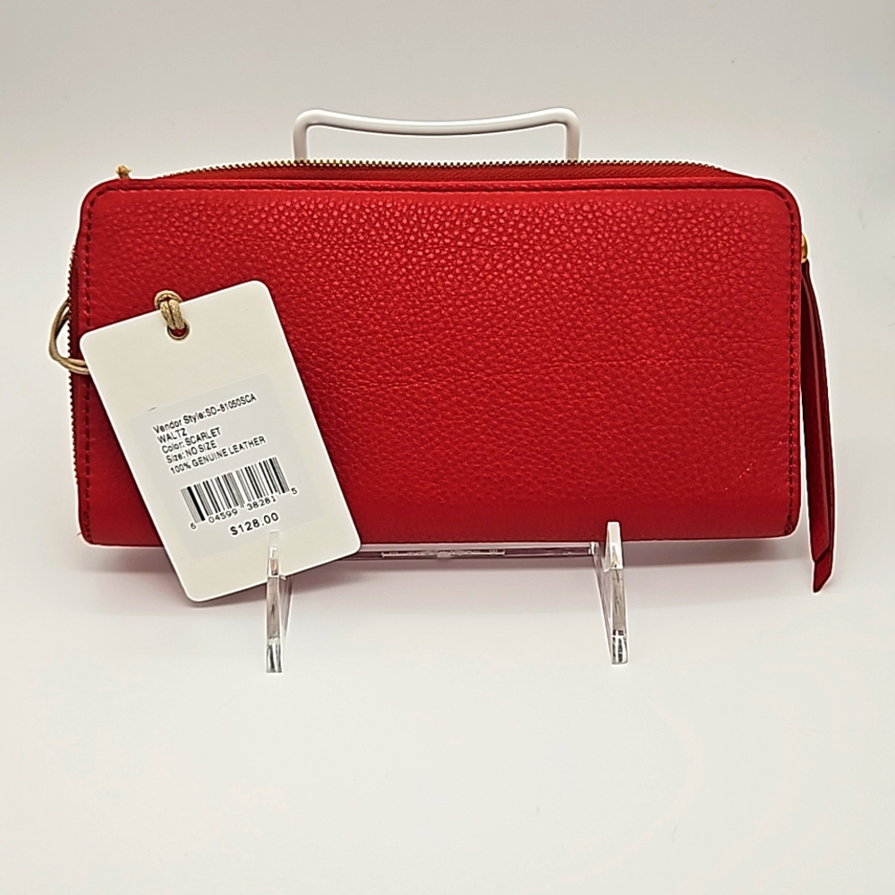 HOBO Waltz Continental Wallet Scarlet Red Pebbled Leather NWT